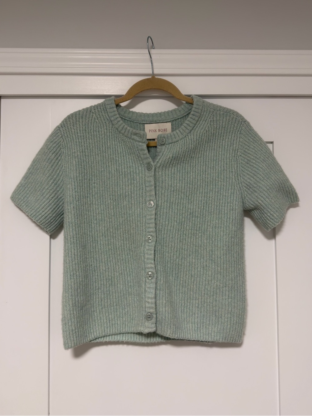 Mint Short-Sleeve Button Cardigan